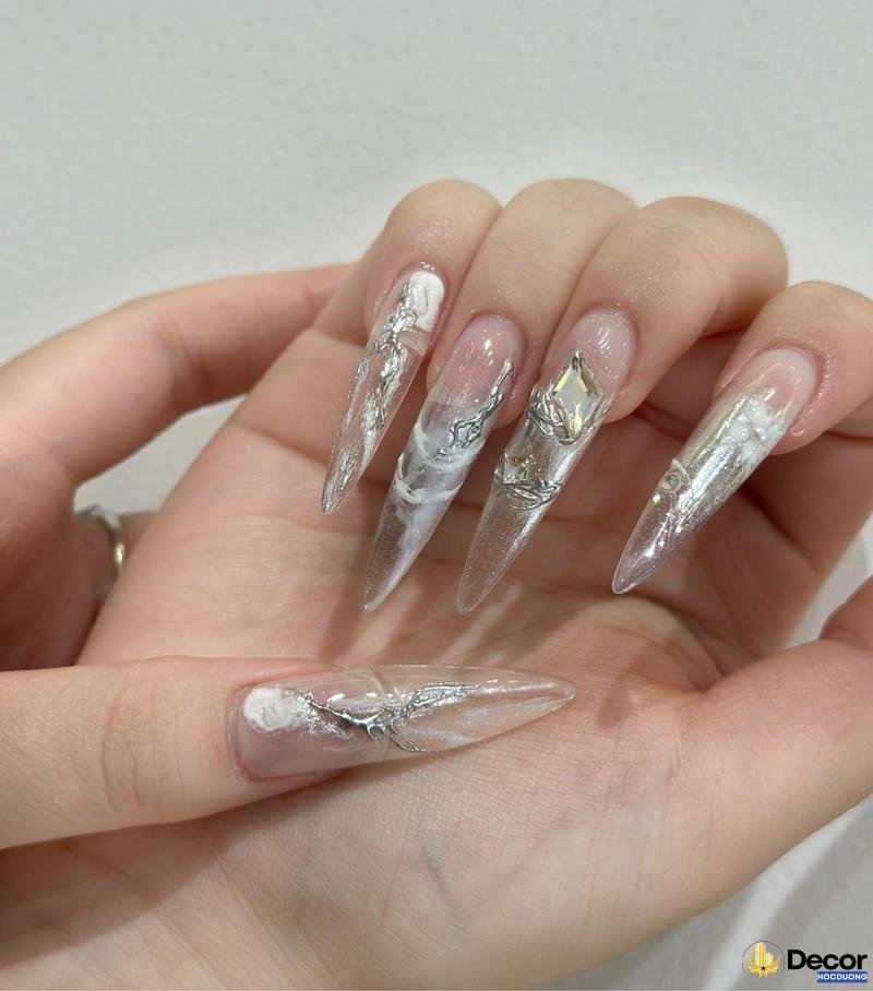 mẫu nail mắt mèo nét