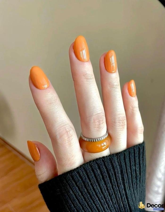 mẫu nail màu cam thạch cực nét full hd