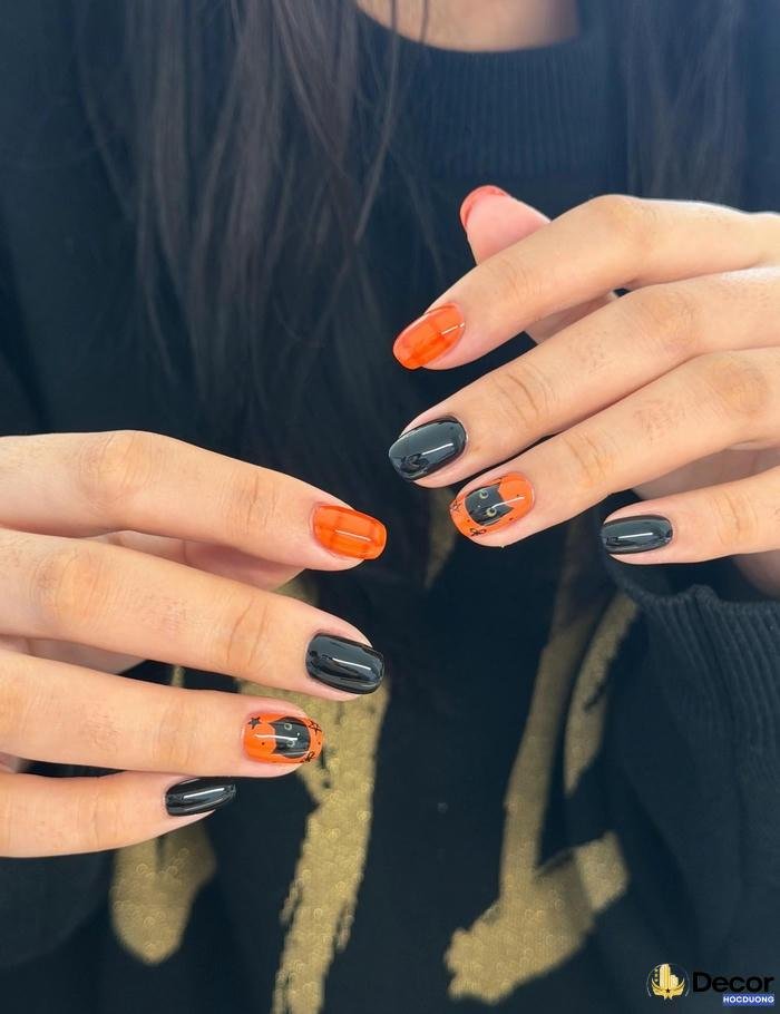 mẫu nail màu cam thạch sang chảnh 4k