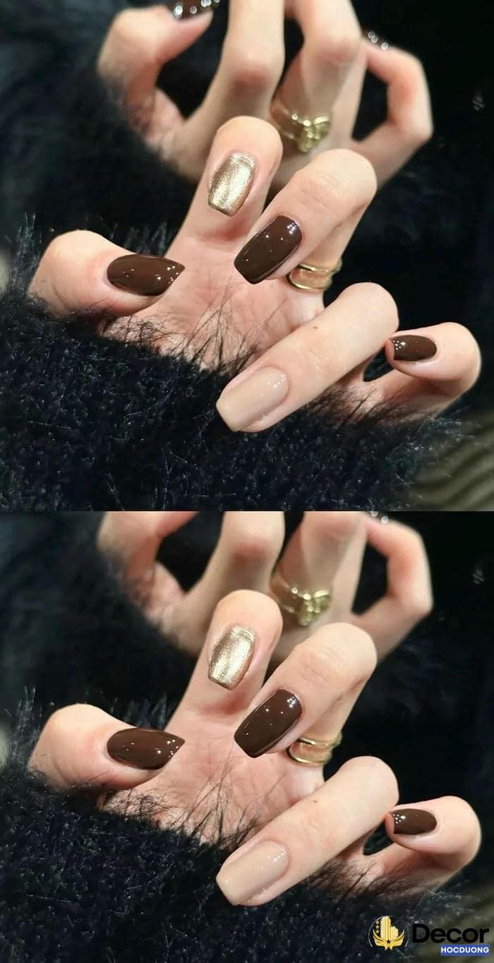 mẫu nail màu nâu 4k