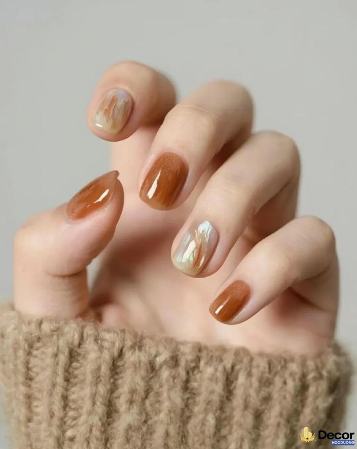 mẫu nail màu nâu đẳng cấp 4k