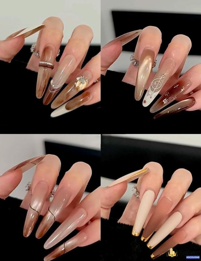 mẫu nail màu nâu đẹp nhất nét