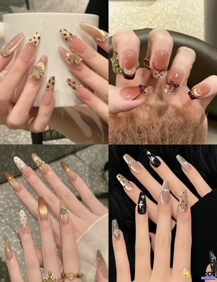 mẫu nail màu nâu full hd