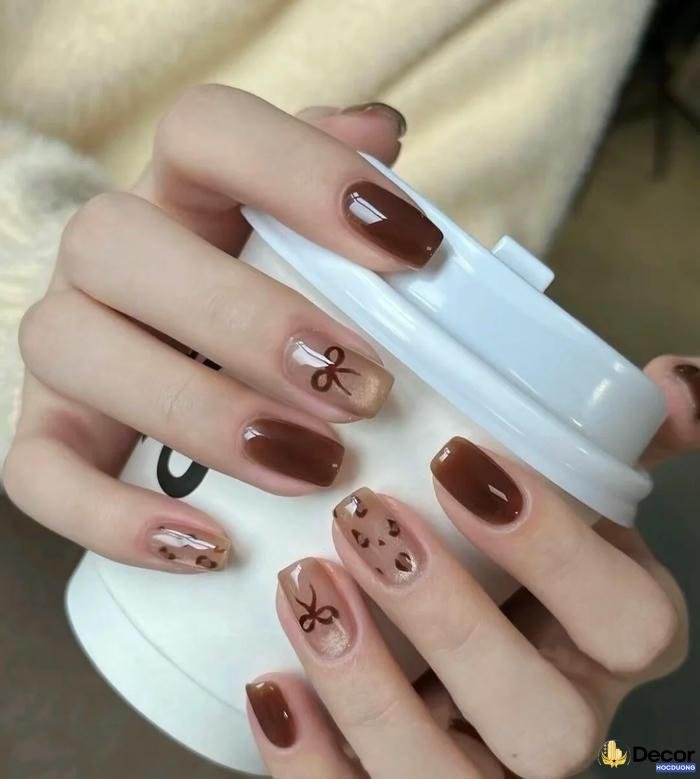 mẫu nail màu nâu sang trọng 4k