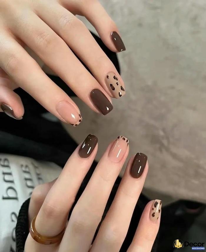 mẫu nail màu nâu sang trọng hd