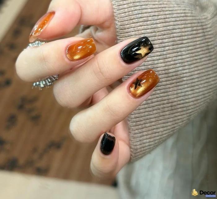 mẫu nail màu nâu sang trọng nét