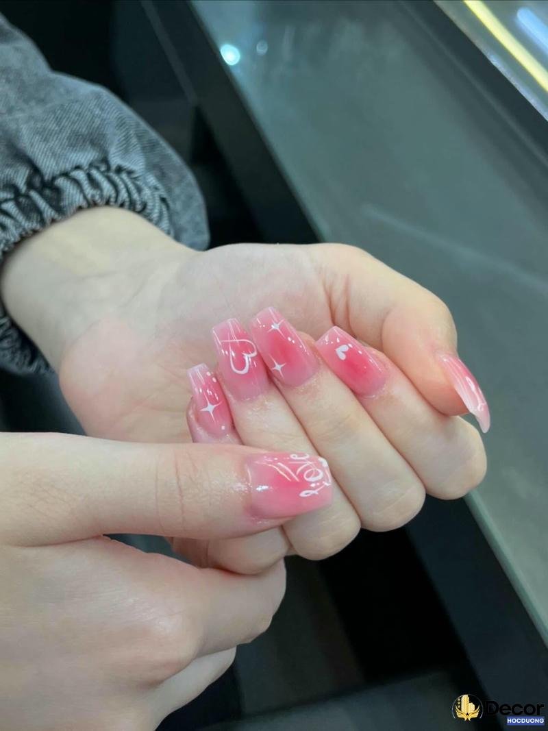 mẫu nail màu thạch hồng 4k