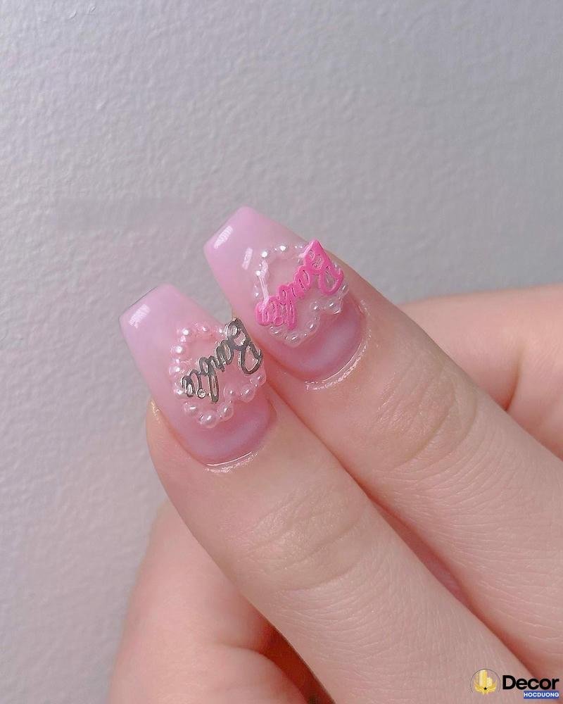 mẫu nail màu thạch hồng cá tính 4k