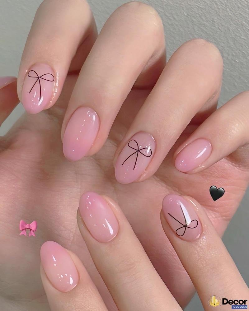 mẫu nail màu thạch hồng cá tính hd