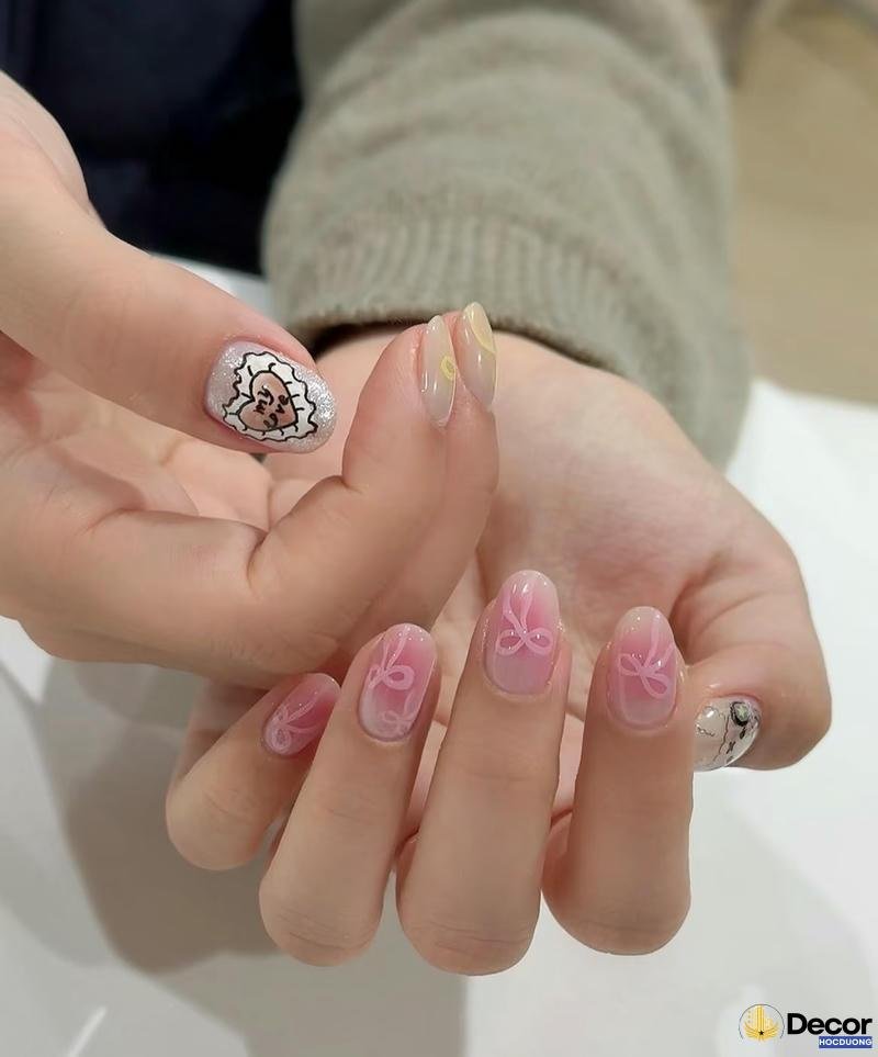 mẫu nail màu thạch hồng cực nét full hd
