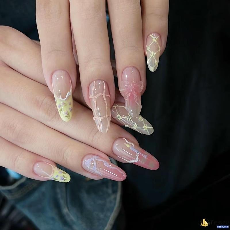 mẫu nail màu thạch hồng sang chảnh hd