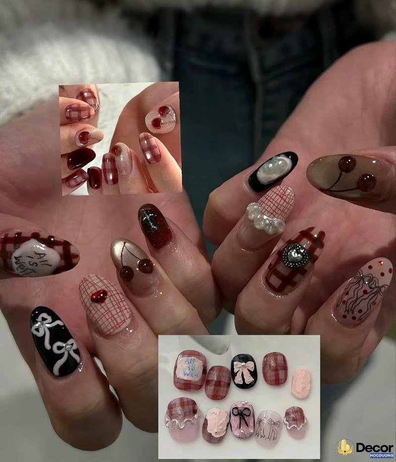 mẫu nail màu thạch sang chảnh nét