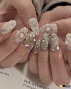 mẫu nail màu trắng 4k