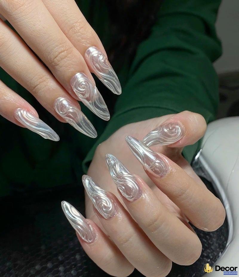 mẫu nail màu trắng cực nét 4k