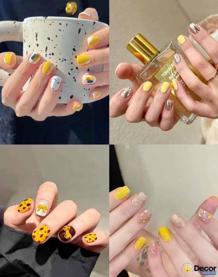 mẫu nail màu vàng đẹp nhất full hd