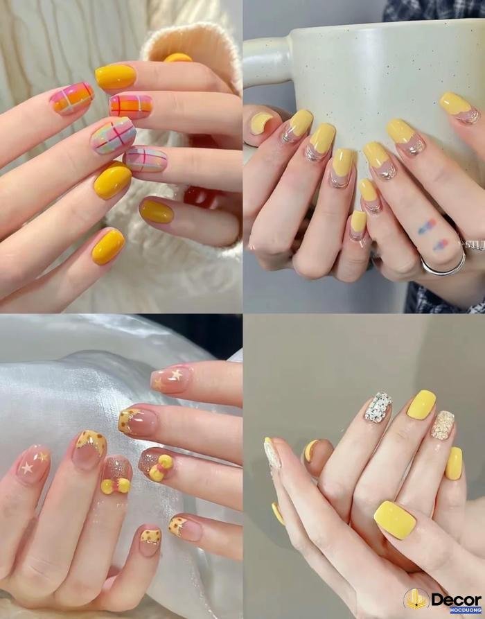 mẫu nail màu vàng đẹp nhất hd