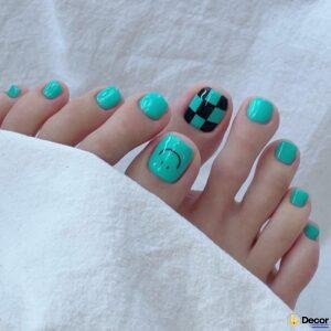 mẫu nail màu xanh cá tính hd