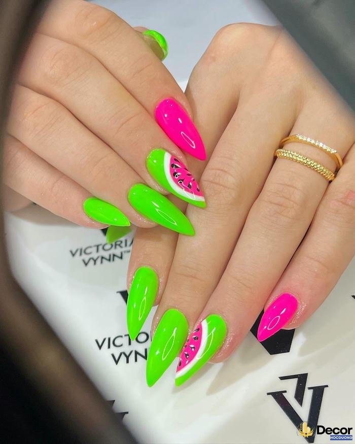 mẫu nail màu xanh hd