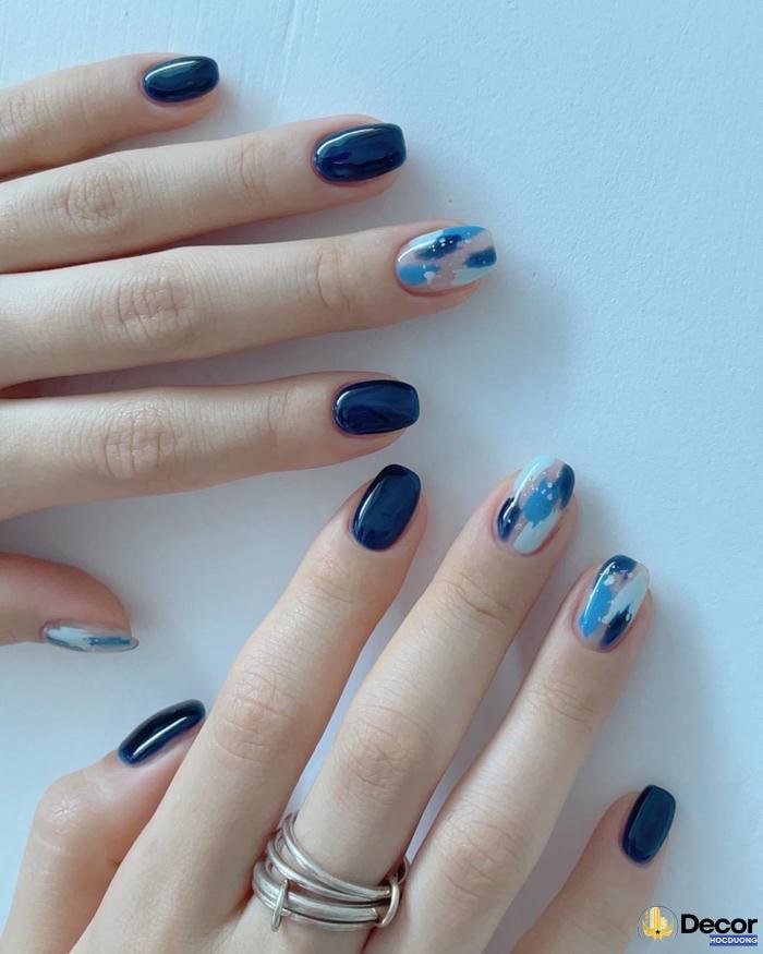 mẫu nail màu xanh tinh tế 4k