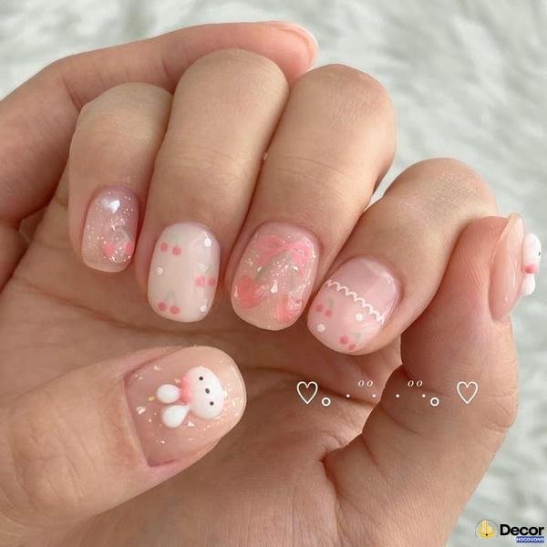 mẫu nail móng ngắn tết