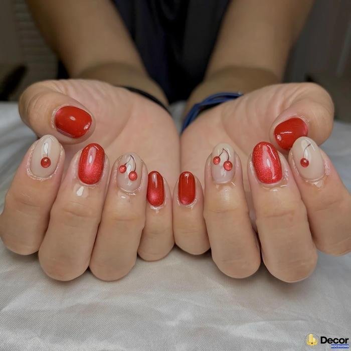 nail đỏ đơn giản