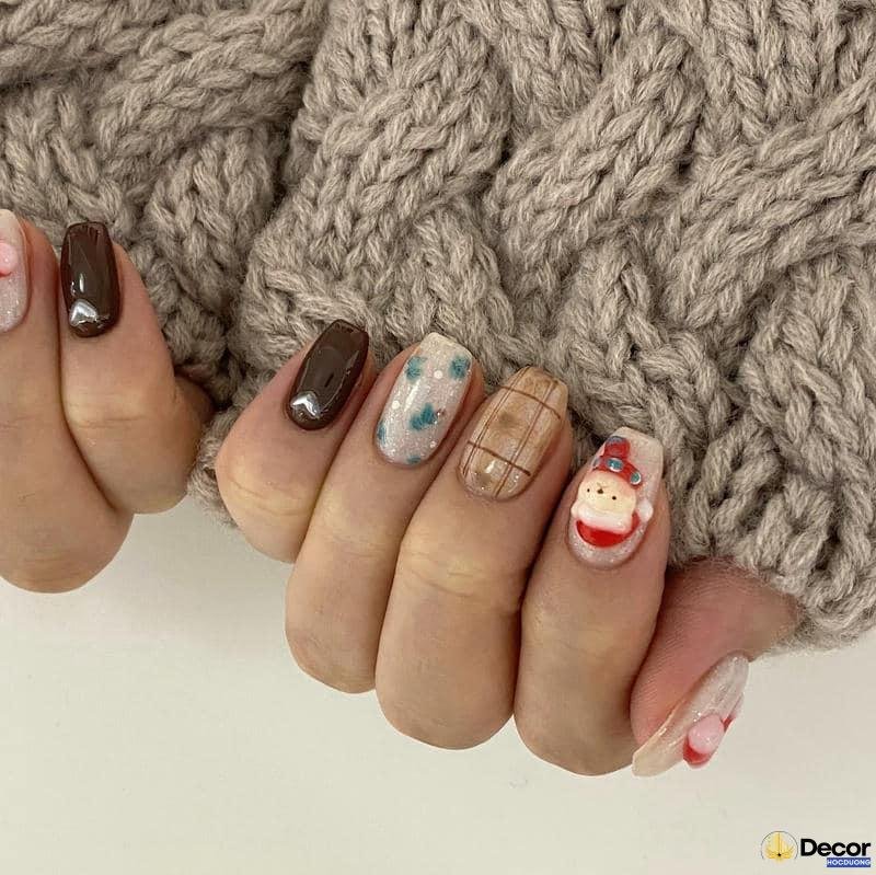 nail giáng sinh lấp lánh kim tuyến nét