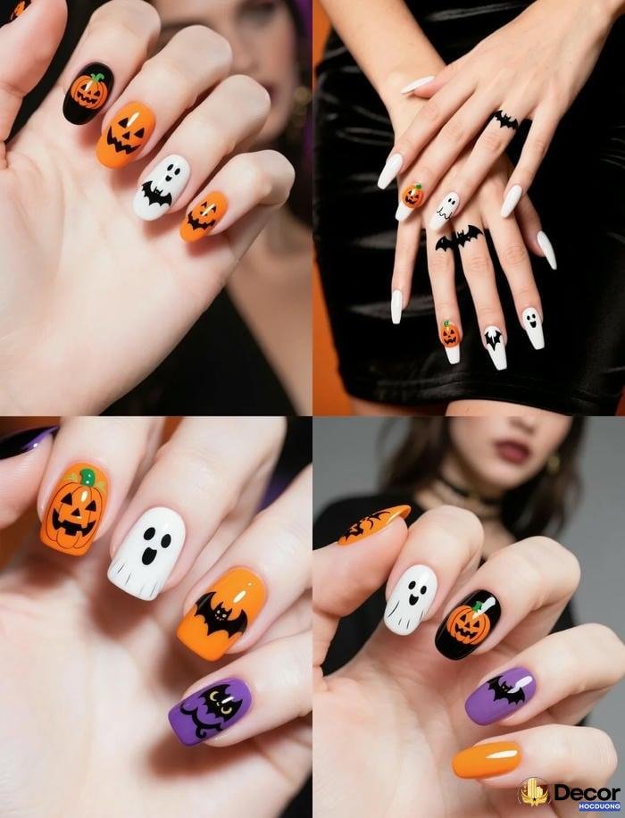 nail halloween phối màu độc lạ 4k