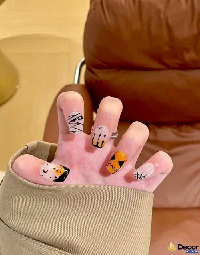 nail halloween phối màu độc lạ hd
