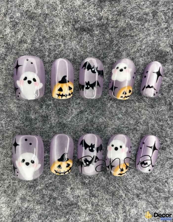nail halloween vẽ dơi bay full hd siêu nét