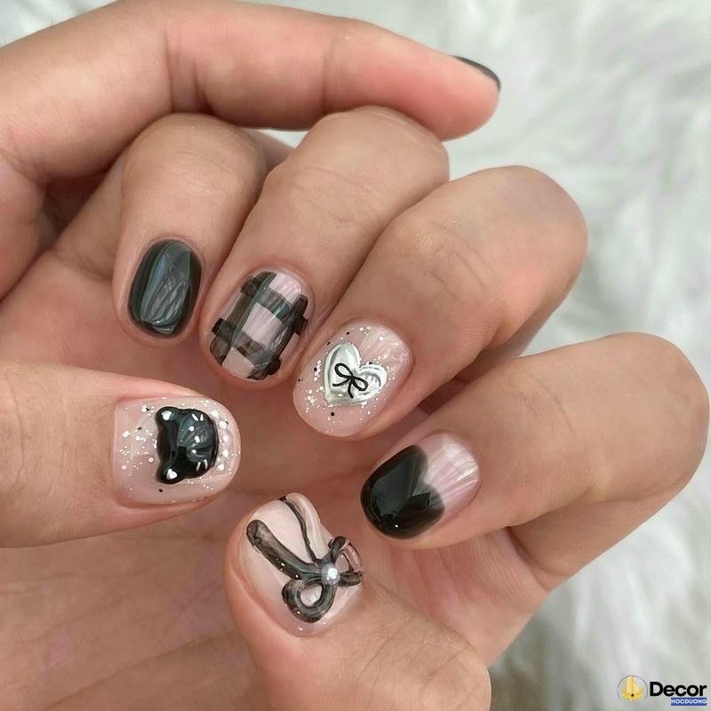 nail hàn quốc đính charm dễ thương 4k