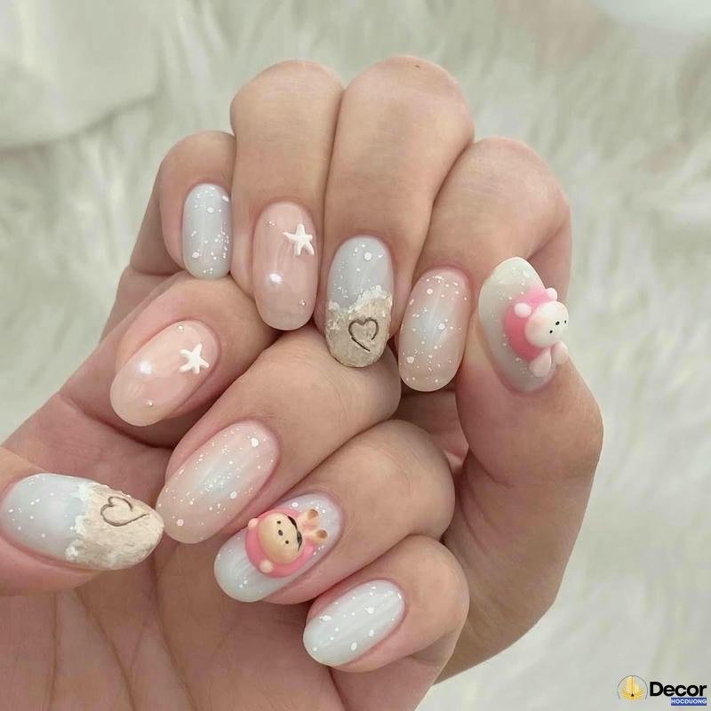 nail hàn quốc đính charm dễ thương full hd