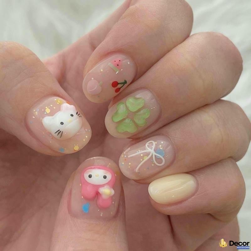 nail hàn quốc đính charm dễ thương hd