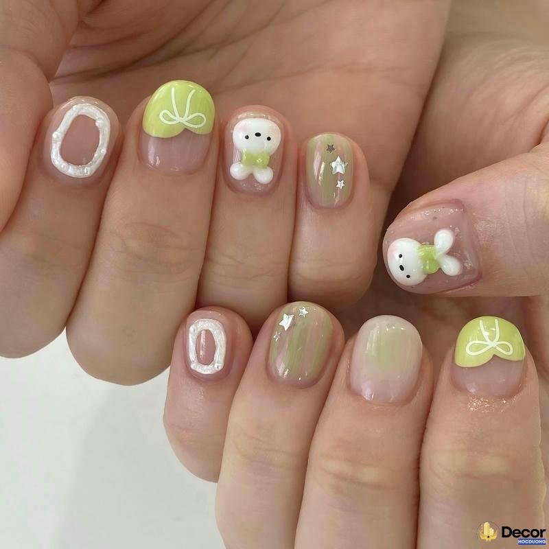 nail hàn quốc tone pastel ngọt ngào 4k