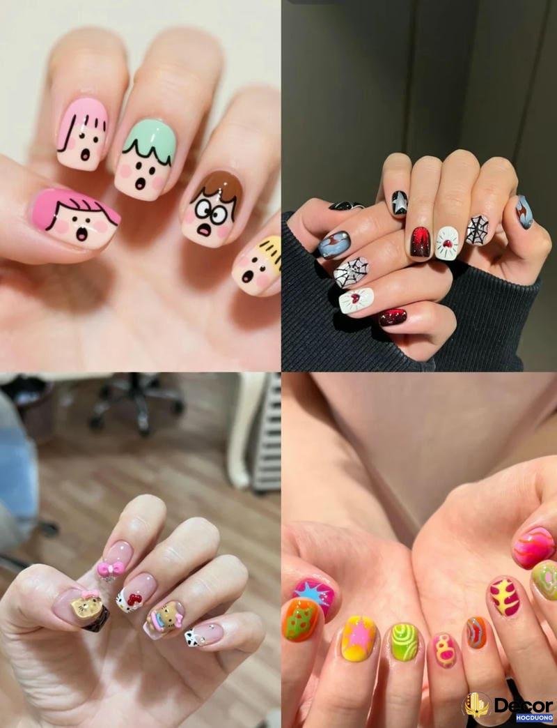 nail hoạt hình phong cách kute nét