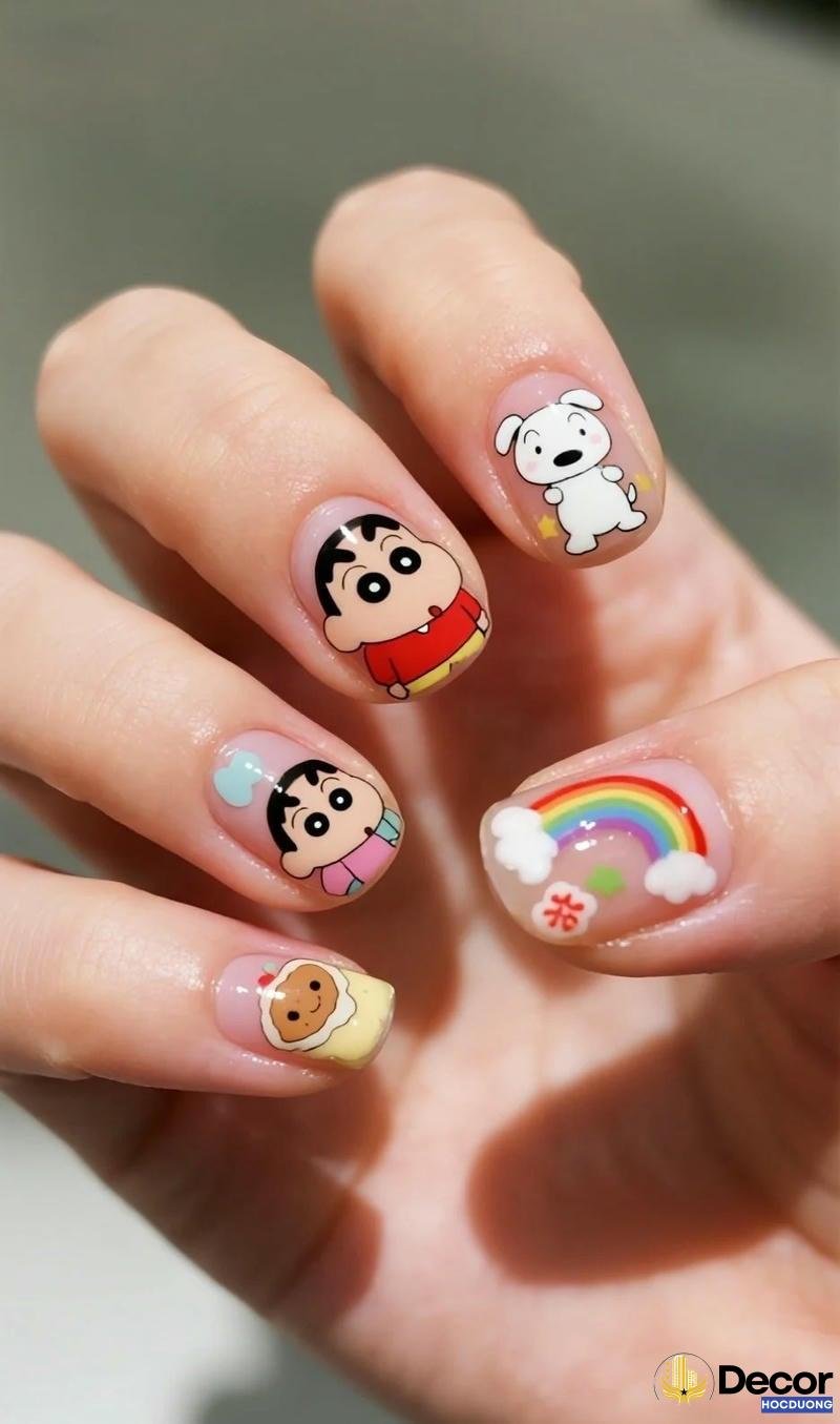 nail hoạt hình tone pastel đáng yêu hd