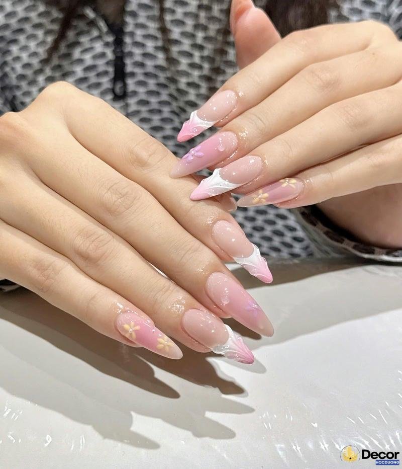 nail hồng thạch ombre tinh tế 4k siêu nét