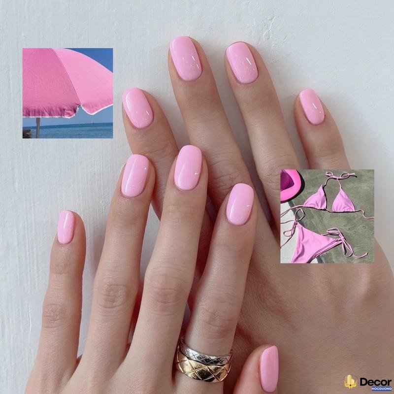 nail màu hồng cánh sen hd