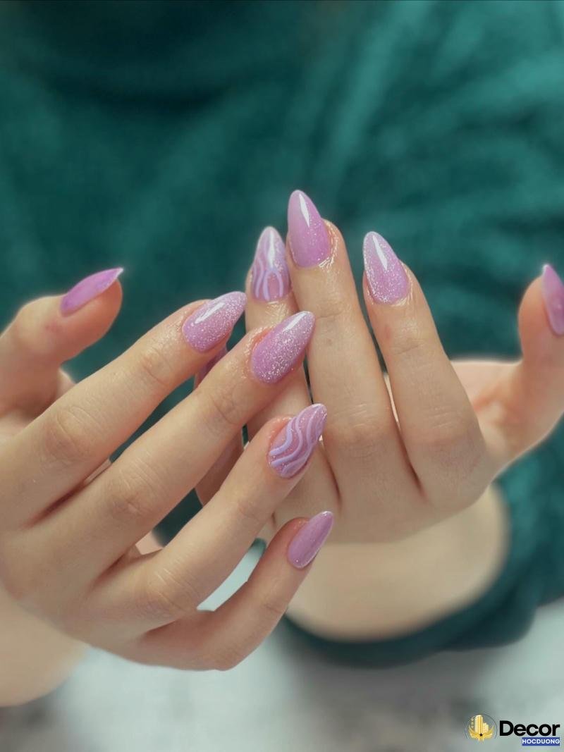 nail màu tím pastel nhẹ nhàng hd