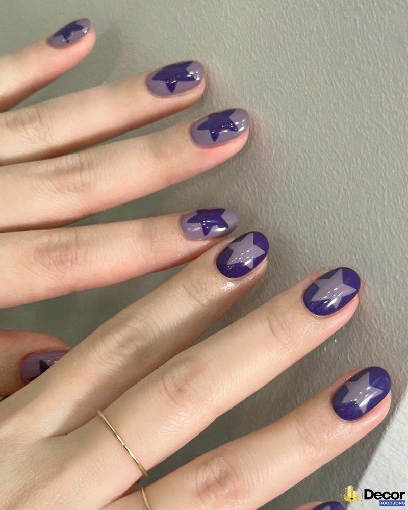 nail màu tím thủy chung mộng mơ nét