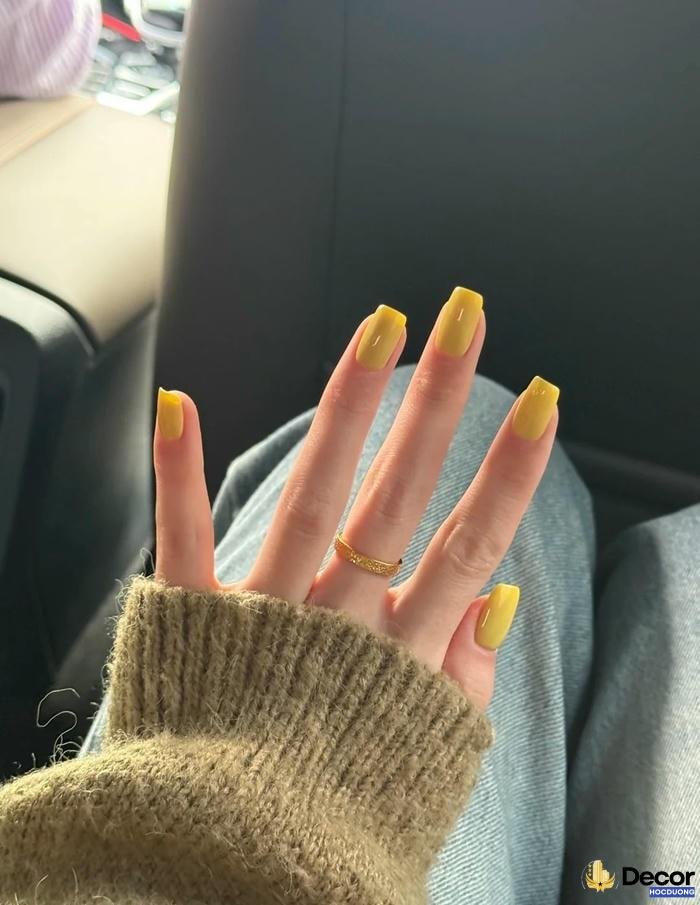 nail màu vàng chanh rực rỡ hd
