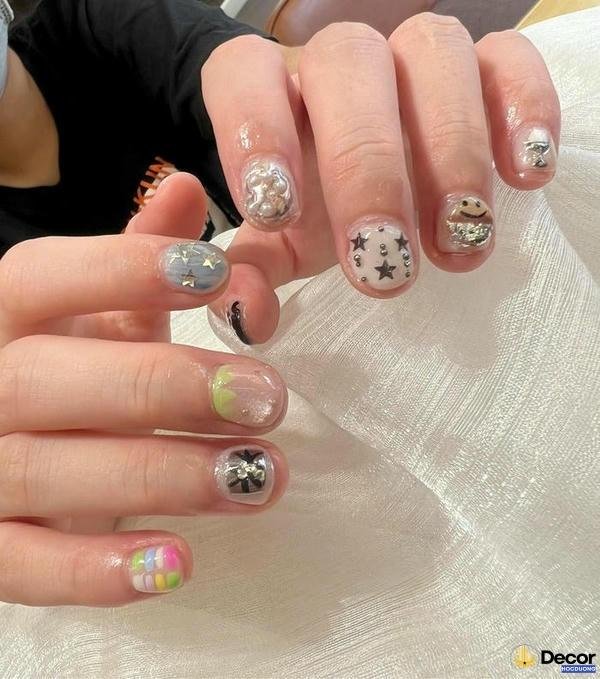 nail móng ngắn màu pastel