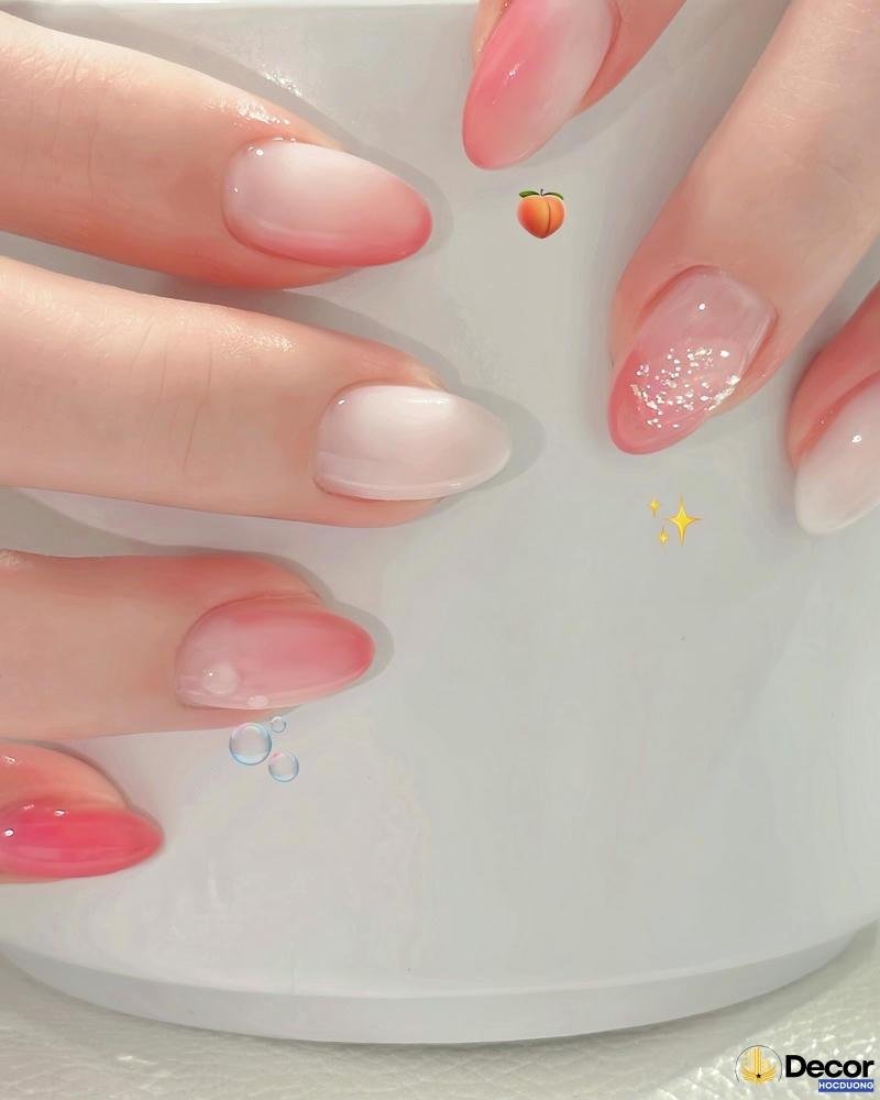 nail thạch hồng cánh sen nhẹ nhàng nét