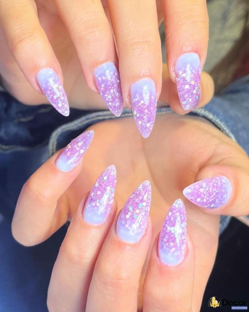 nail tím phối kim tuyến lấp lánh full hd