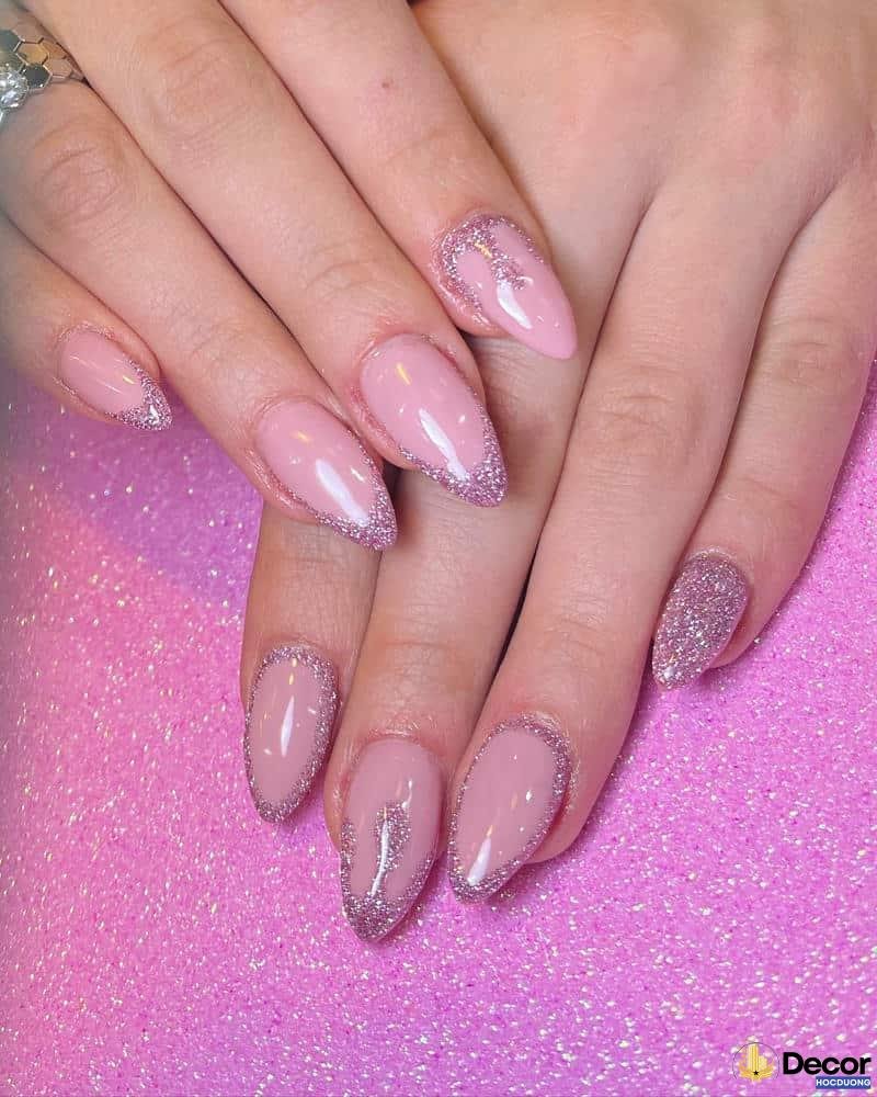 nail tím phối kim tuyến lấp lánh hd