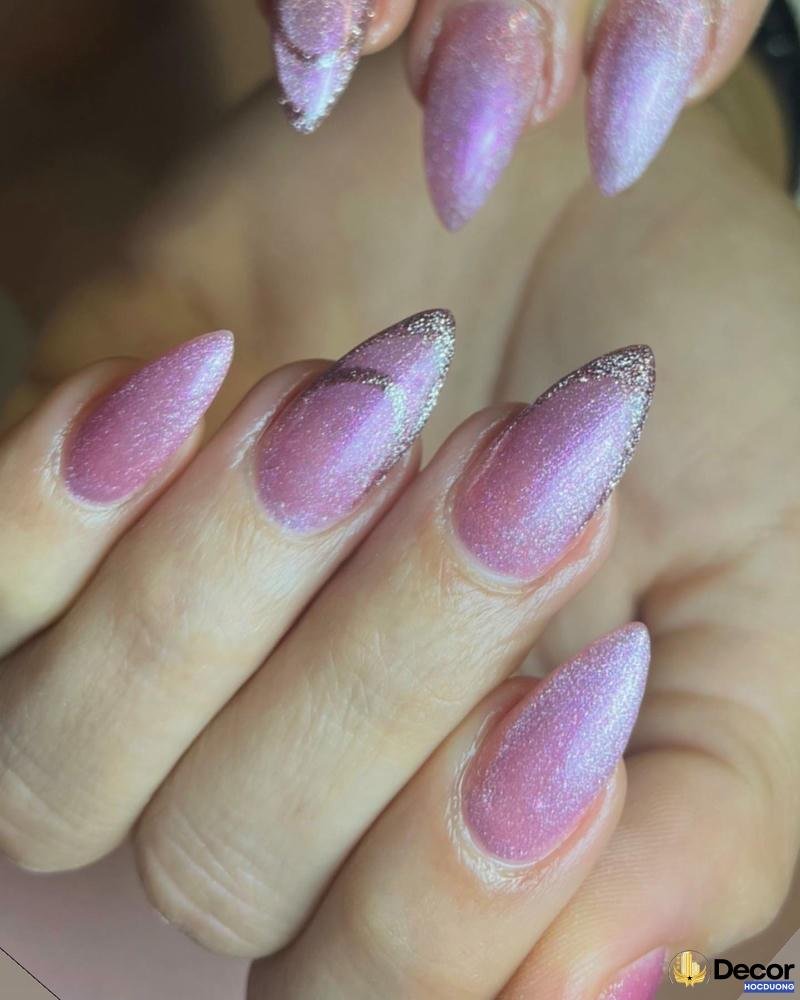 nail tím phong cách hàn quốc nét