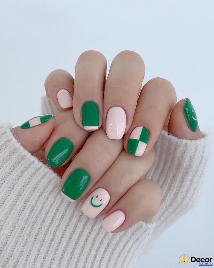 nail xanh phong cách hàn quốc nét