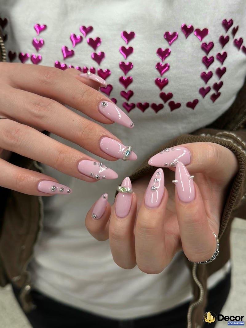 nail xinh tone hồng nữ tính chất lượng 4k