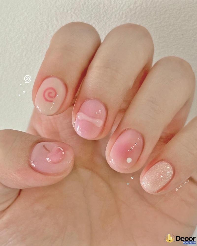 nail xinh tone hồng thạch chất lượng hd