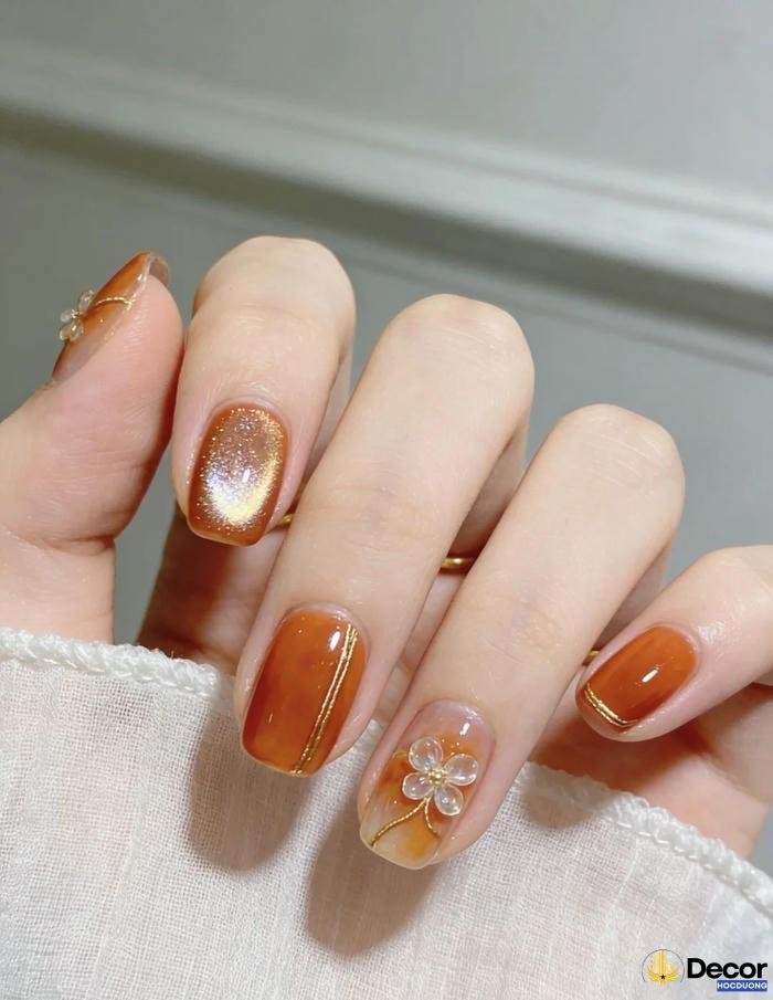 nail xinh tone nâu ấm áp chất lượng 4k