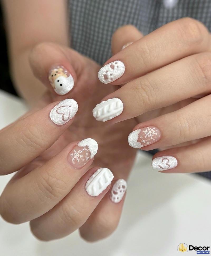 nail xinh tone trắng thanh lịch chất lượng full hd